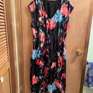 J. Crew Black, Red, and Blue Midi Dress